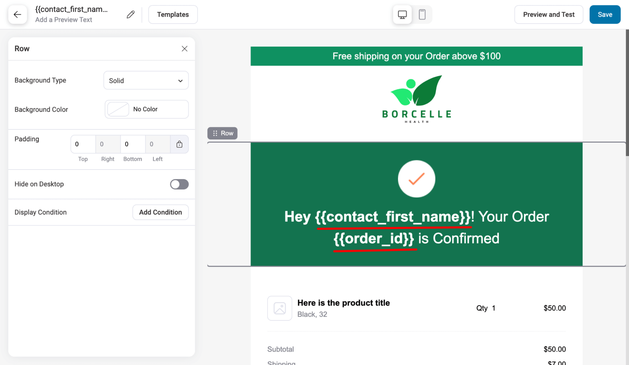 add merge tags in the email body