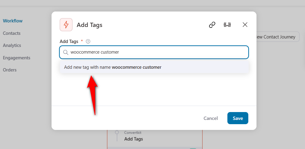 Specify the woocommerce customer tag when an order gets placed