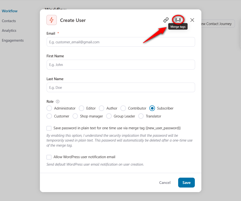 Enter the field from the webhook data