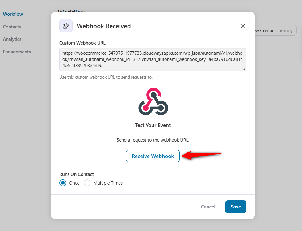Click on Receive Webhook