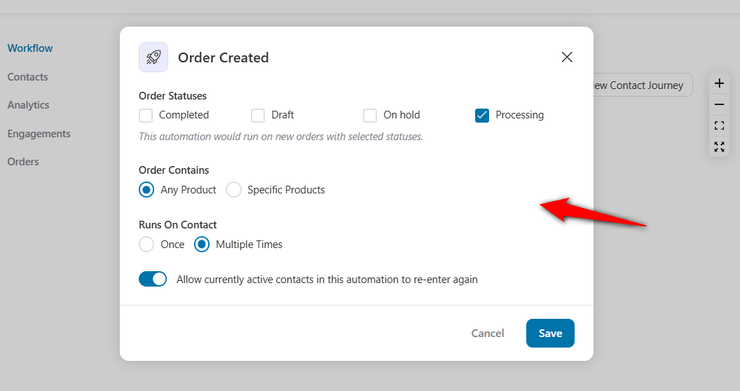 Configure the WooCommerce order created event trigger