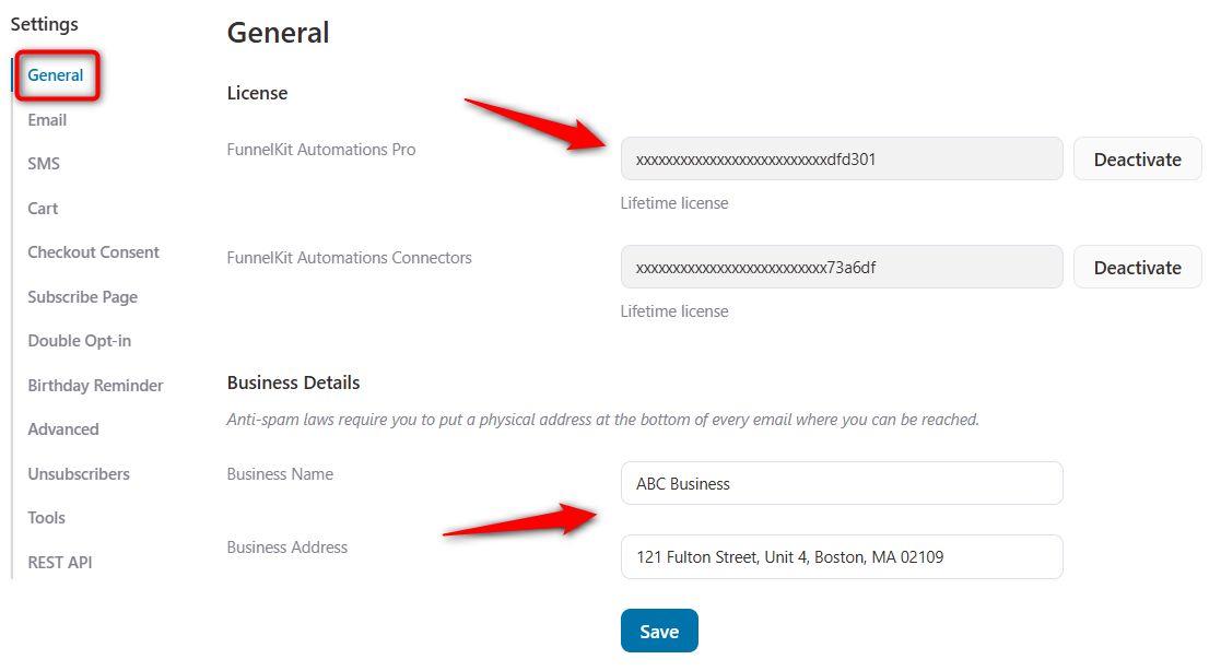 General Settings section in FunnelKit Automations