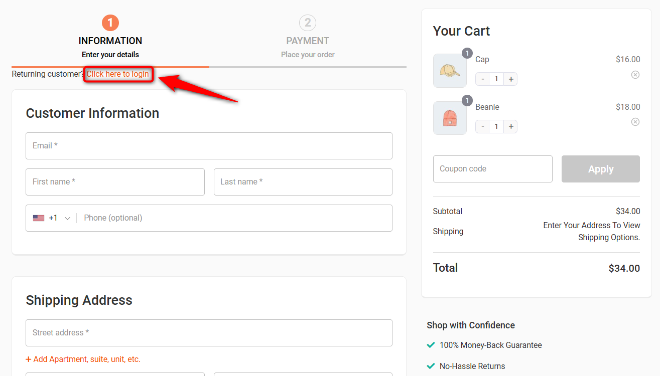 Returning customers to log in - default woocommerce behavior