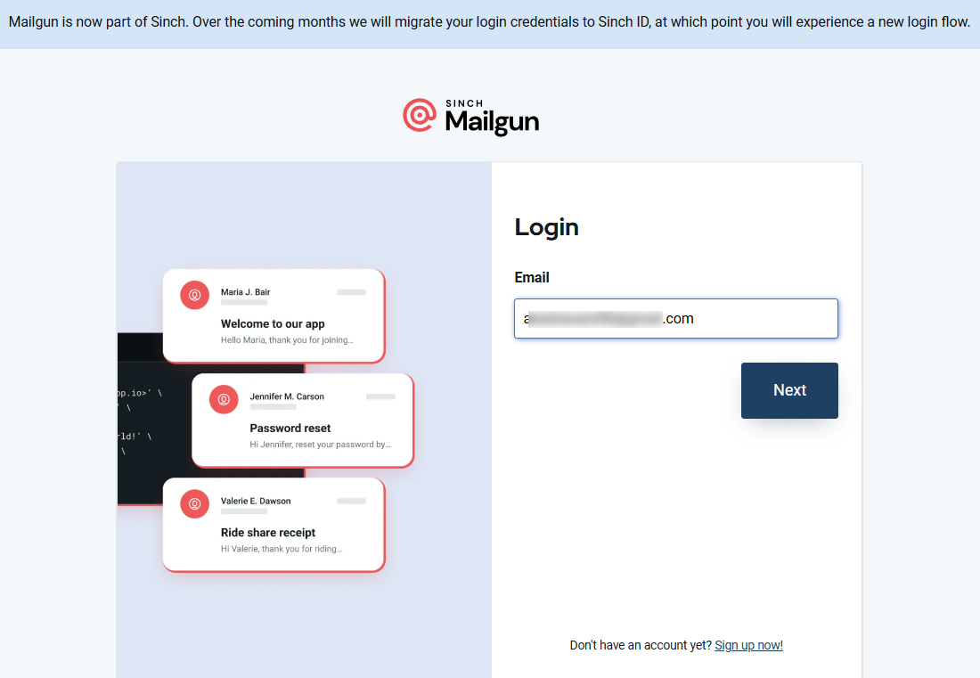 Mailgun login