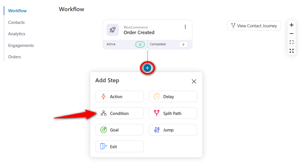 Add a condition next to your woocommerce order created event trigger