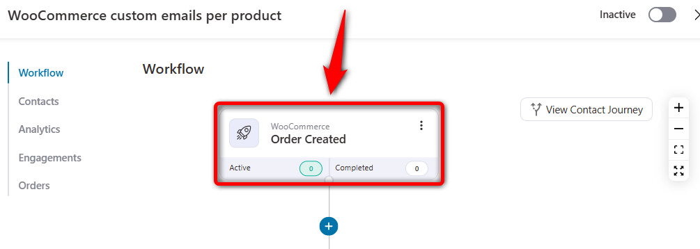 Select order created event trigger