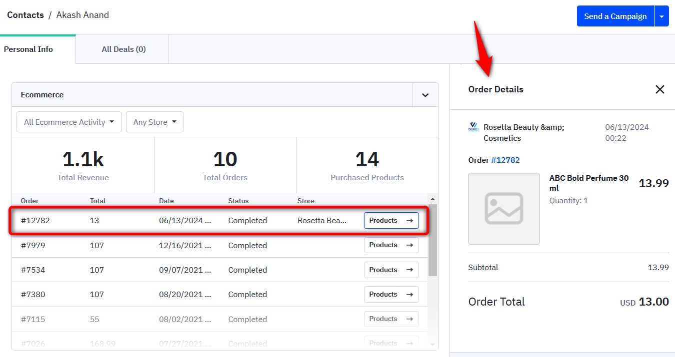 WooCommerce activecampaign integration - purchase order details sent