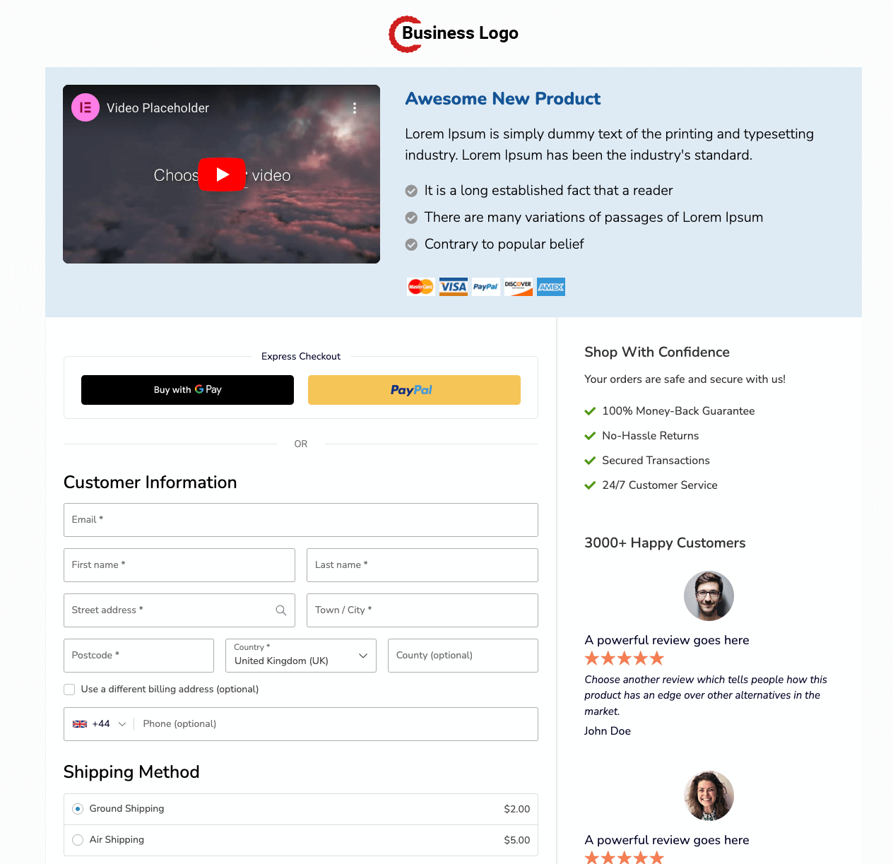 preview checkout page template