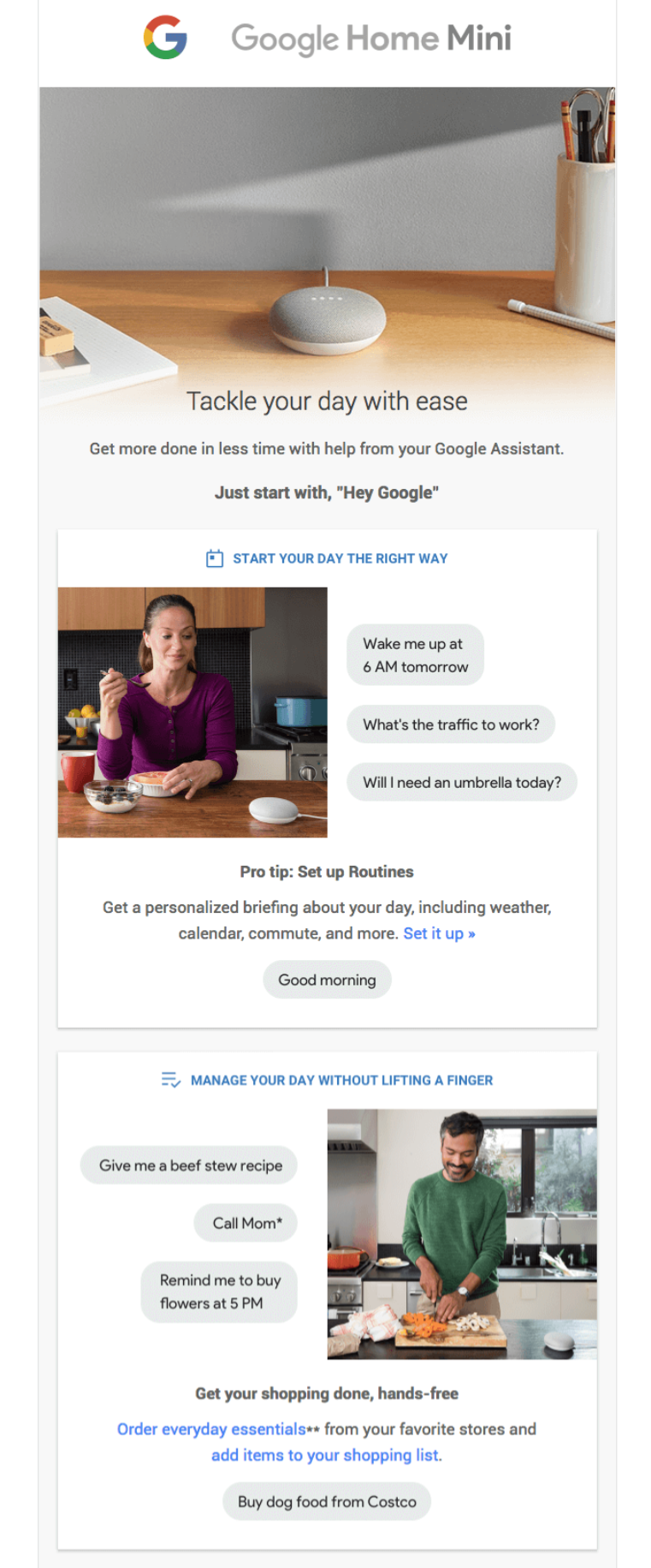 woocommerce post purchase email example from Google Home Mini