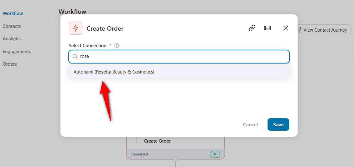 Select the ActiveCampaign WooCommerce connection name