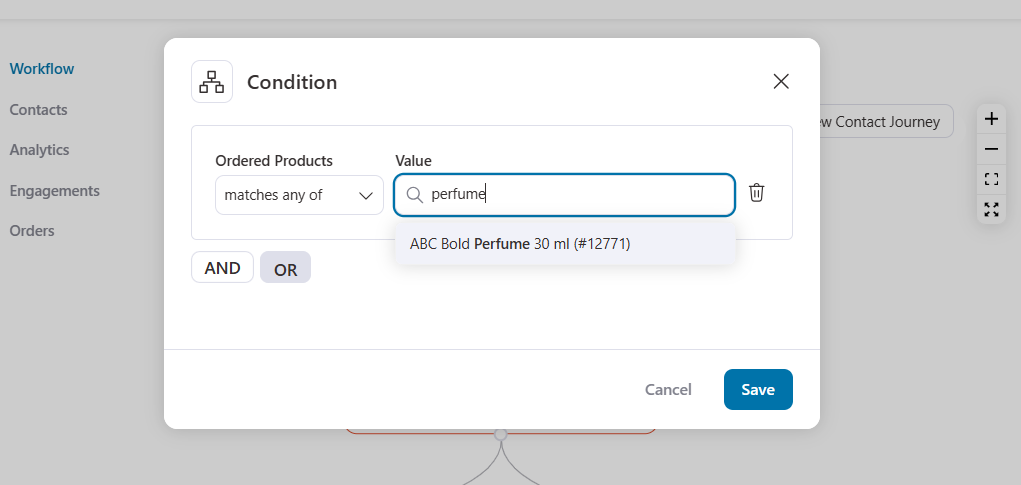 specify the ordered product condition