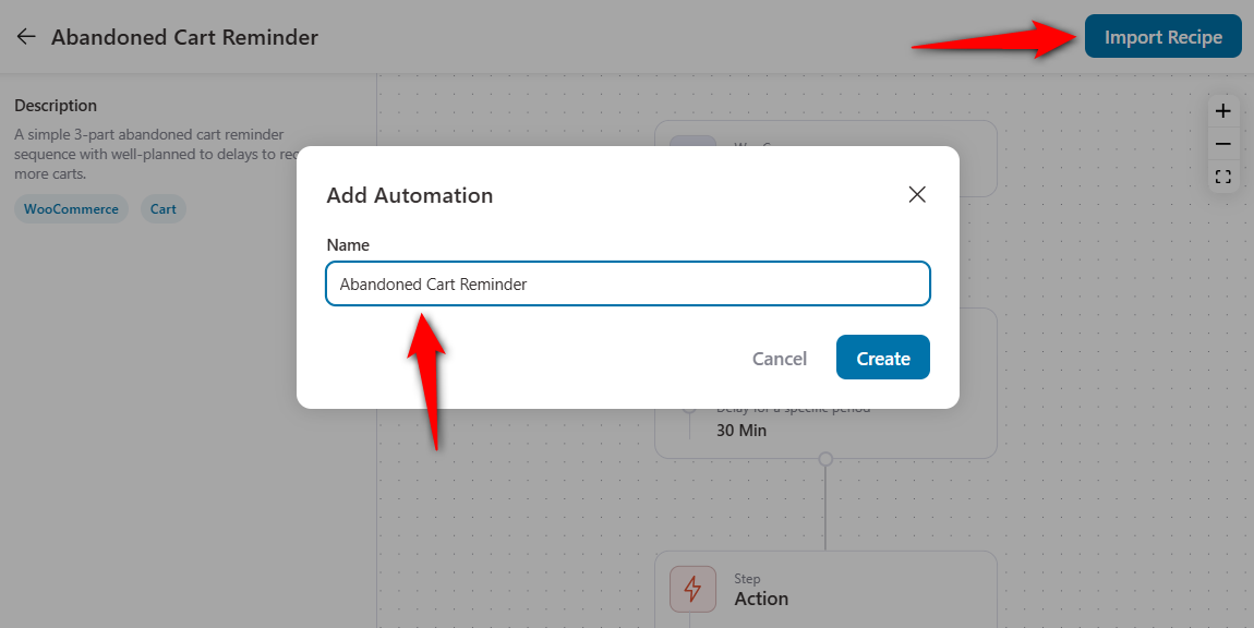 Import the recipe in which we will customize woocommerce email templates