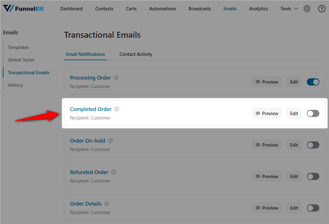 customize the woocommerce order completed delivered notification email