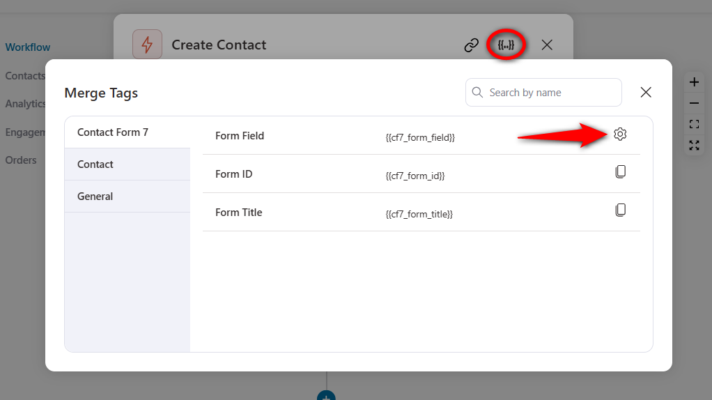 configure the form field merge tag