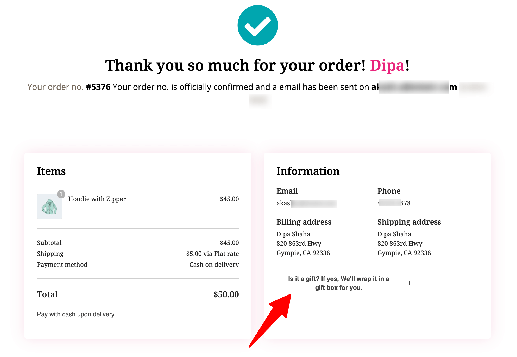 custom field on WooCOmmerce order confirmation page