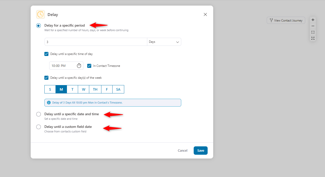 Setting delay for the specific time