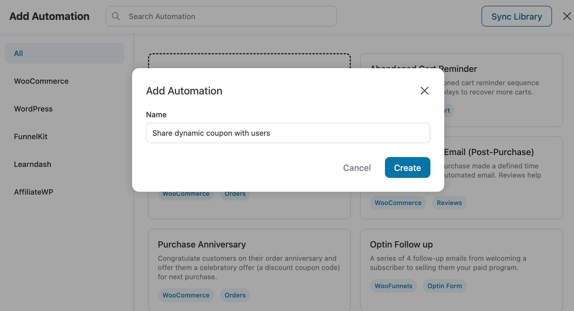 import automation to share dynamic coupon