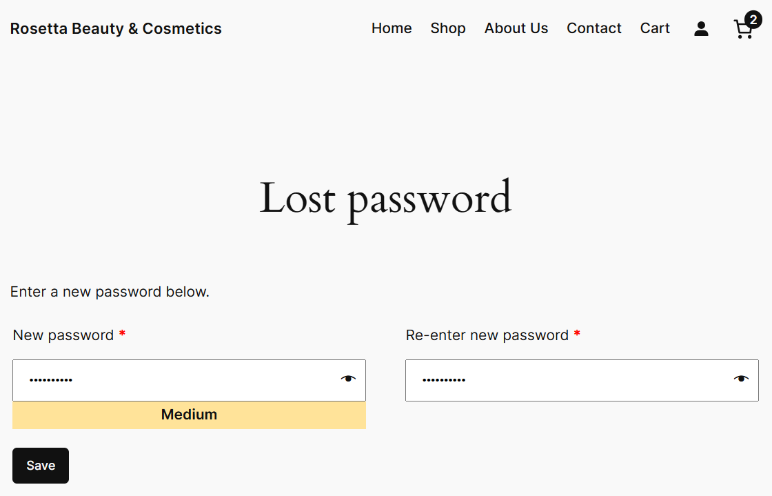 Enter a new password for woocommerce existing customer login