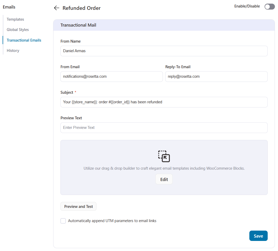 customize the failed order transactional email in woocommerce  with funnelkit automations