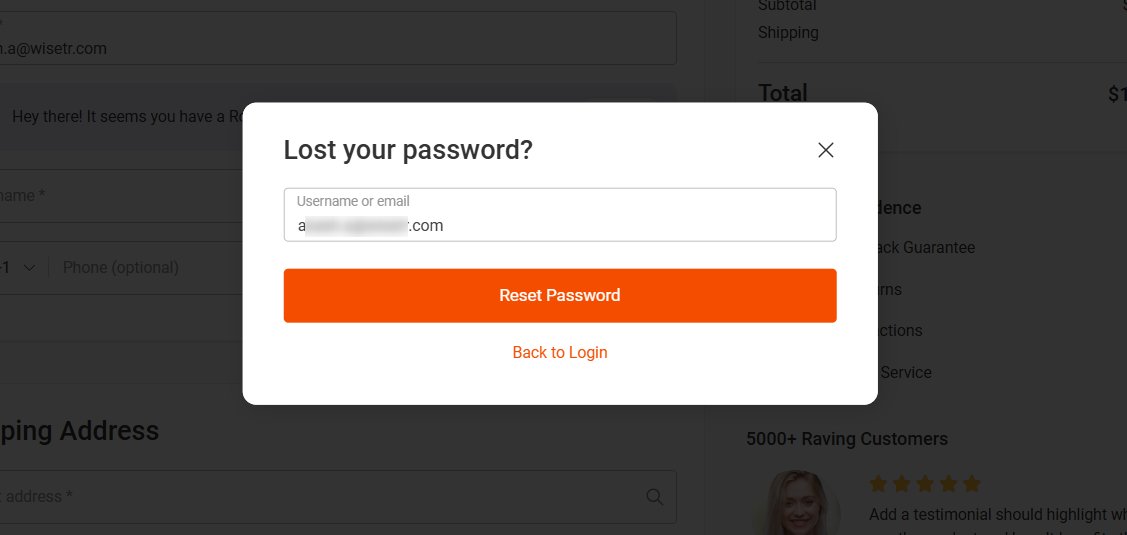 Enter the username or email and click on the button to send password reset link to your email address 