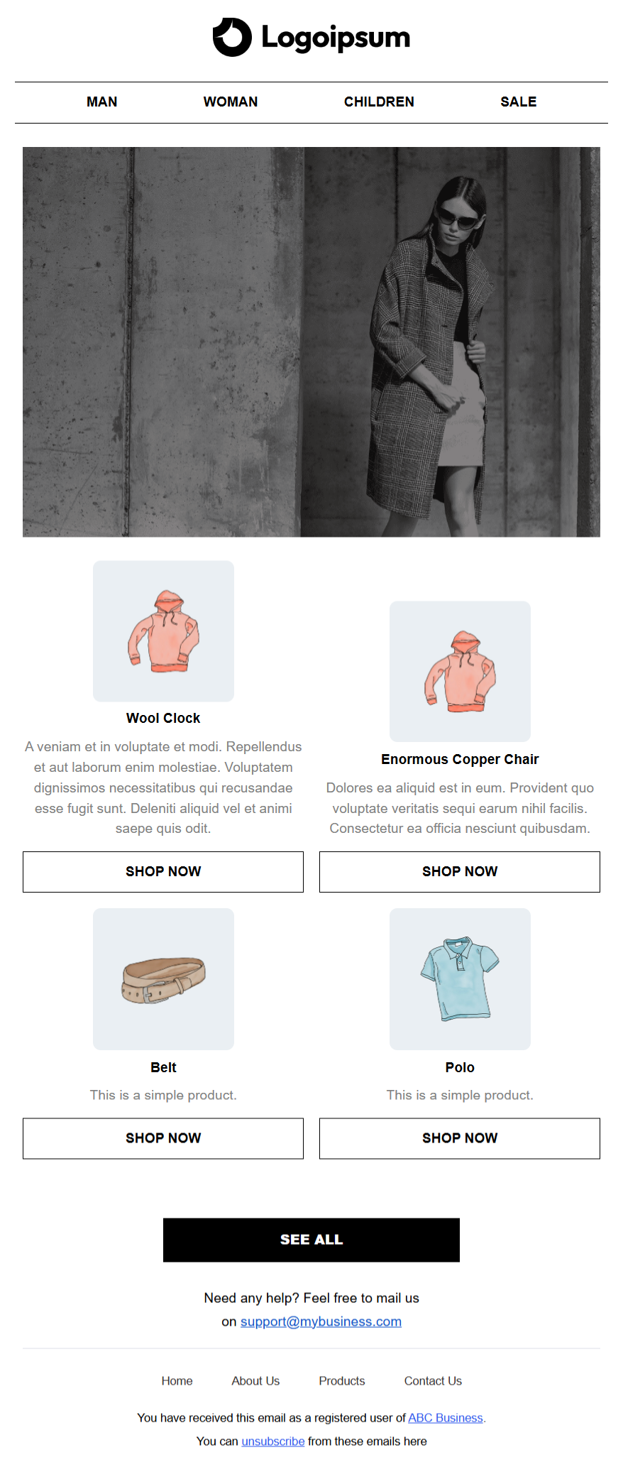 product recommendation woocommerce email template