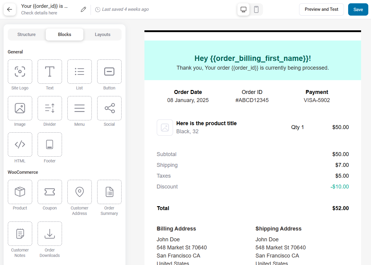 customize woocommerce order notifications with visual email builder