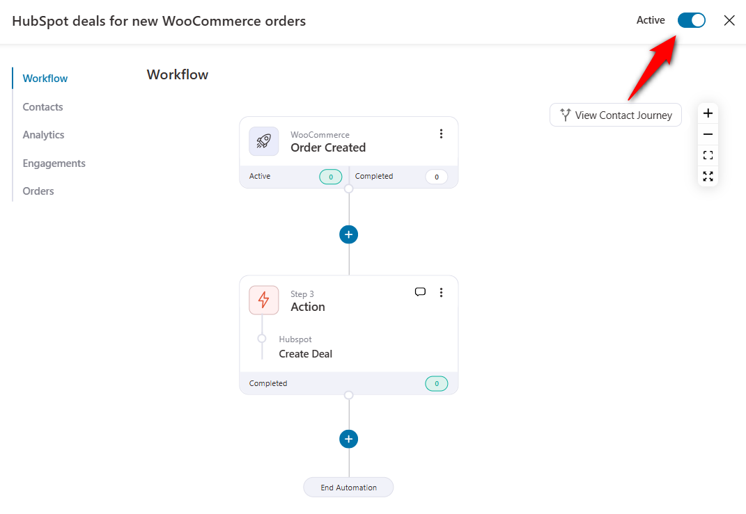 woocommerce hubspot integration automation to create a deal for new woocommerce orders placed in your store