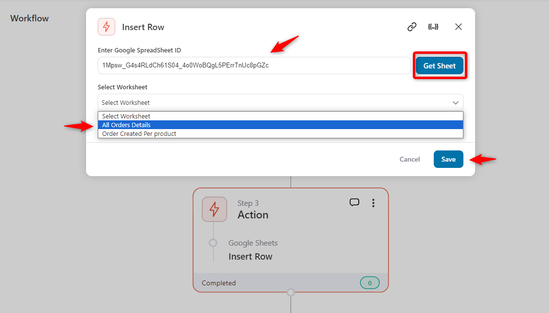 Selecting worksheet