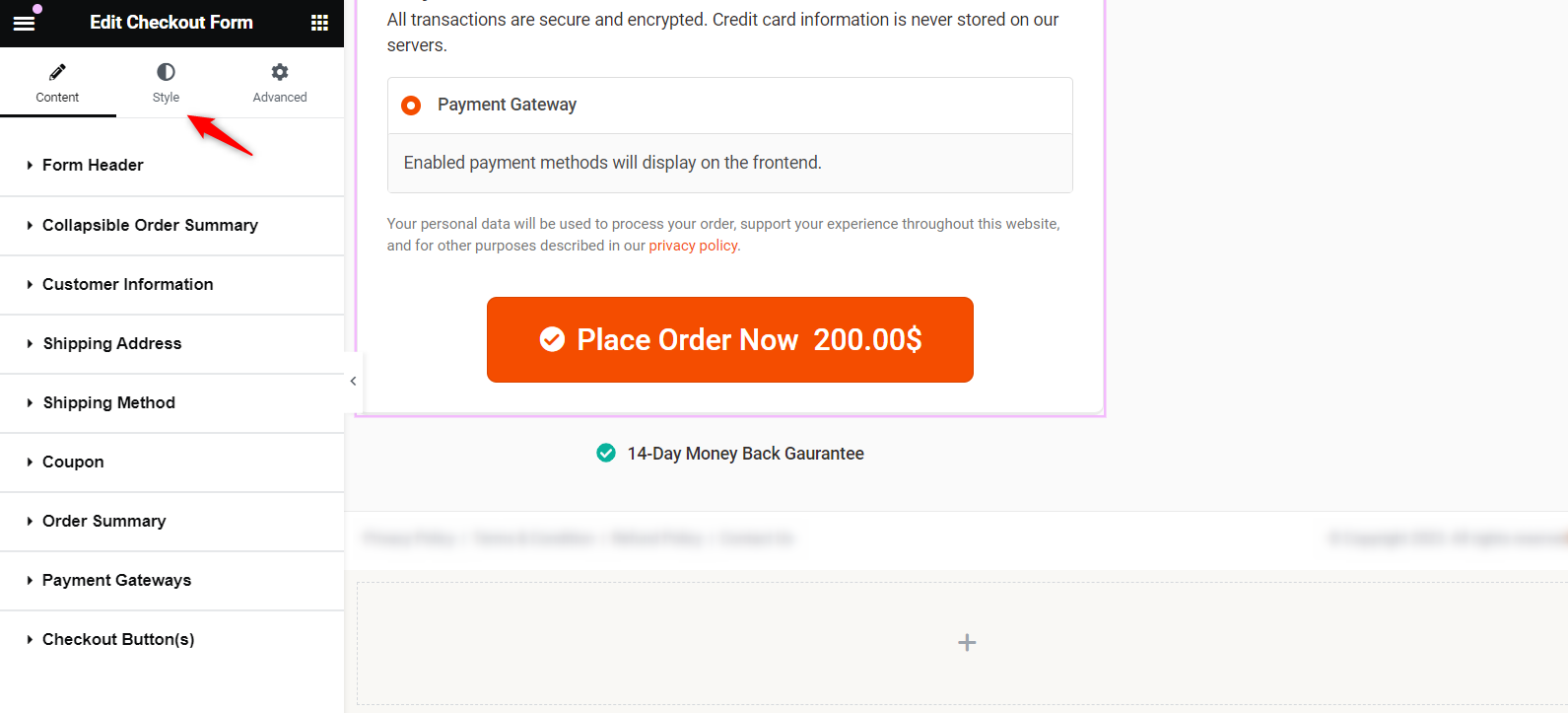 Styling WooCommerce Place Order Button