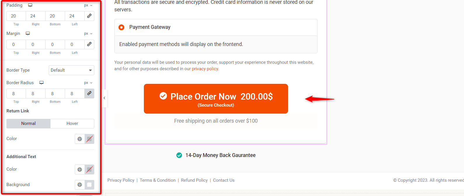 Styling checkout button in WooCommerce