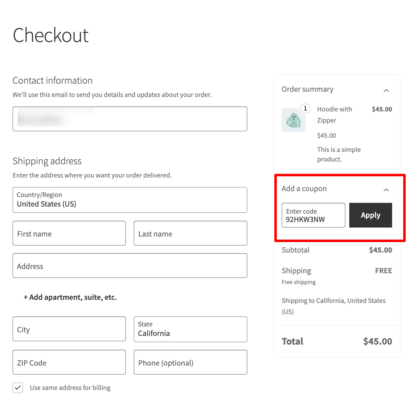 WooCommerce coupon field on default checkout page