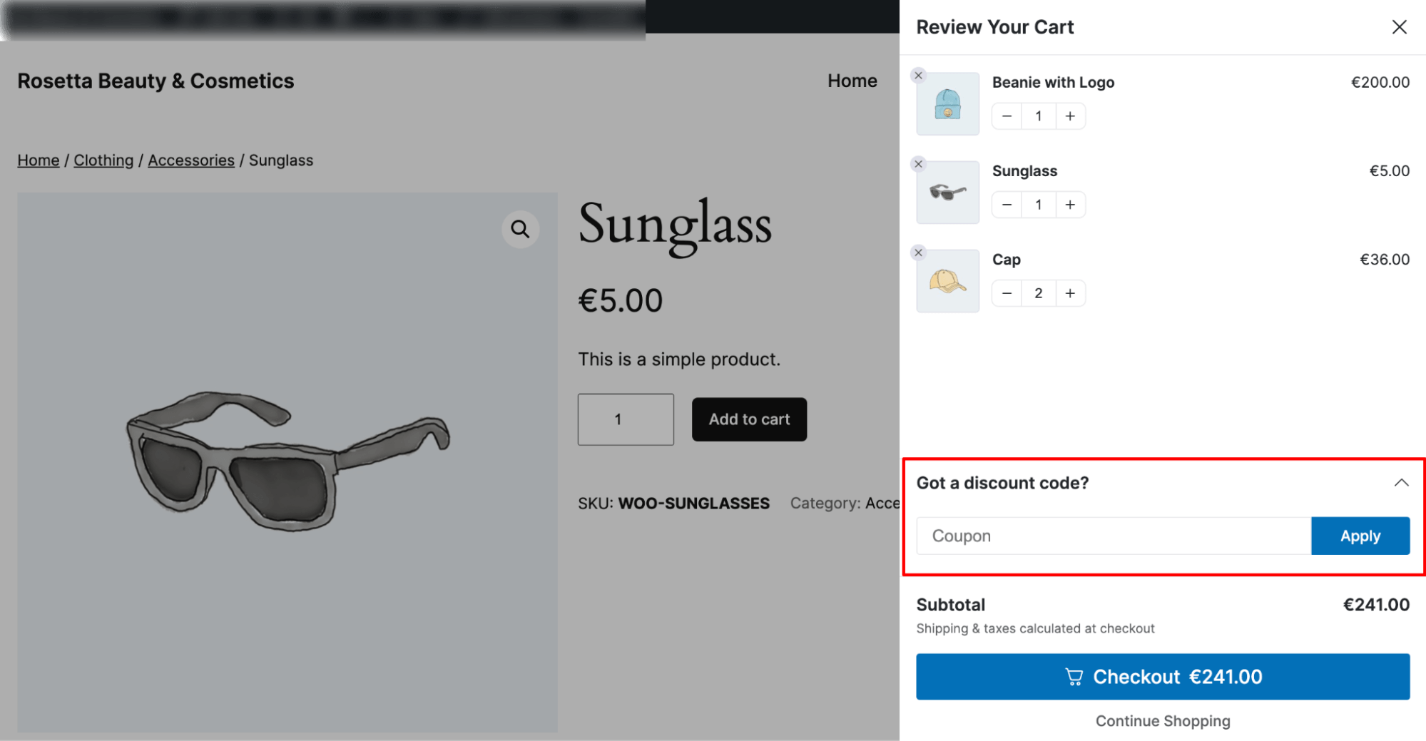 coupon field on WooCommerce mini cart