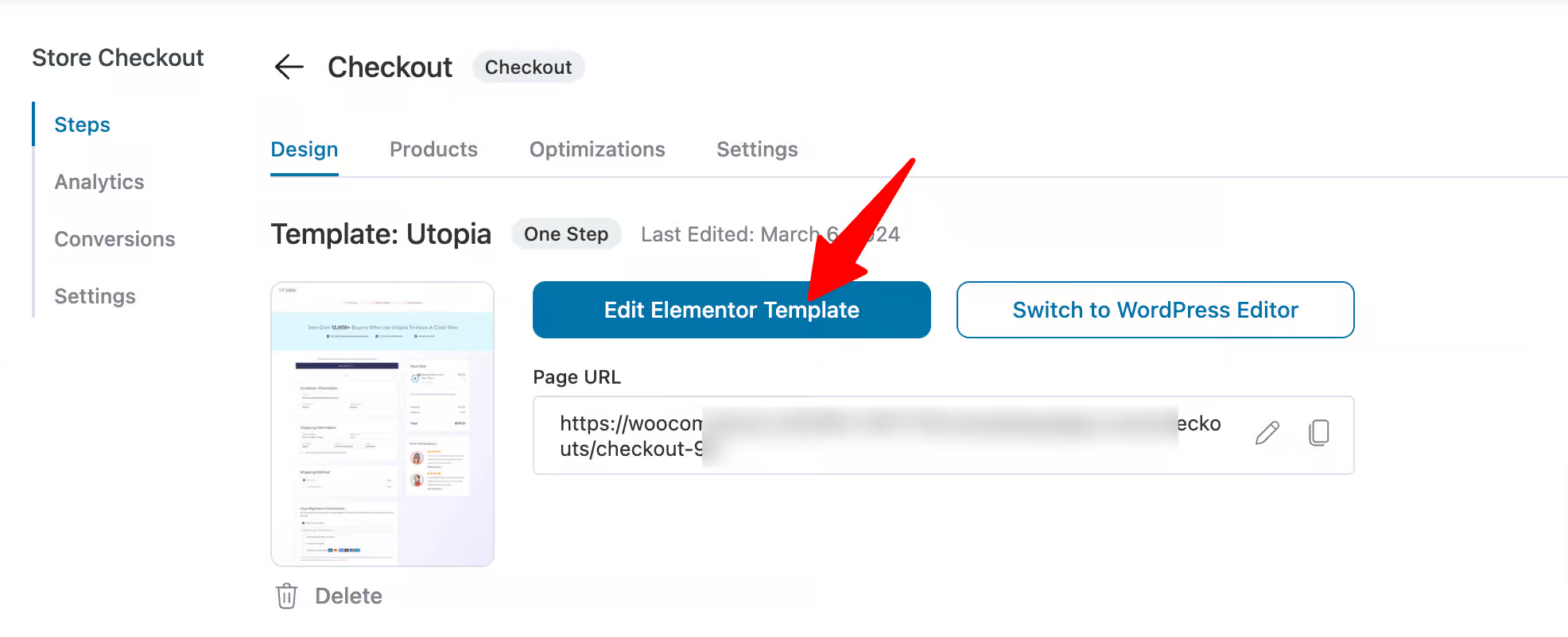 edit elementor template utopia store checkout