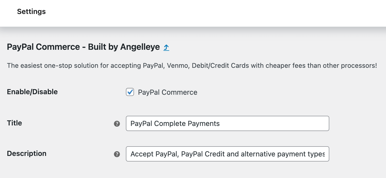 enable paypal commerce