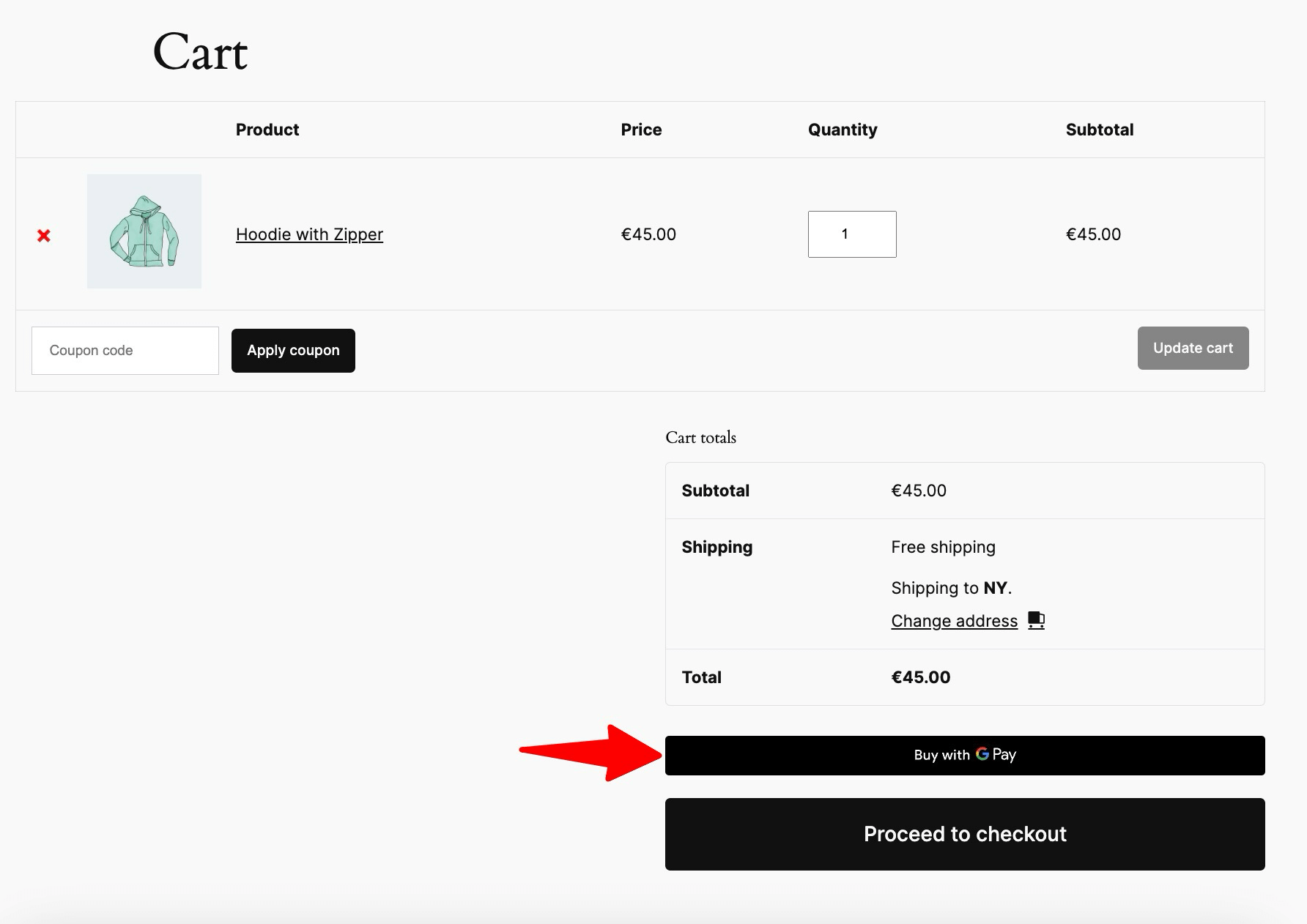 express checkout on WooCommerce cart page