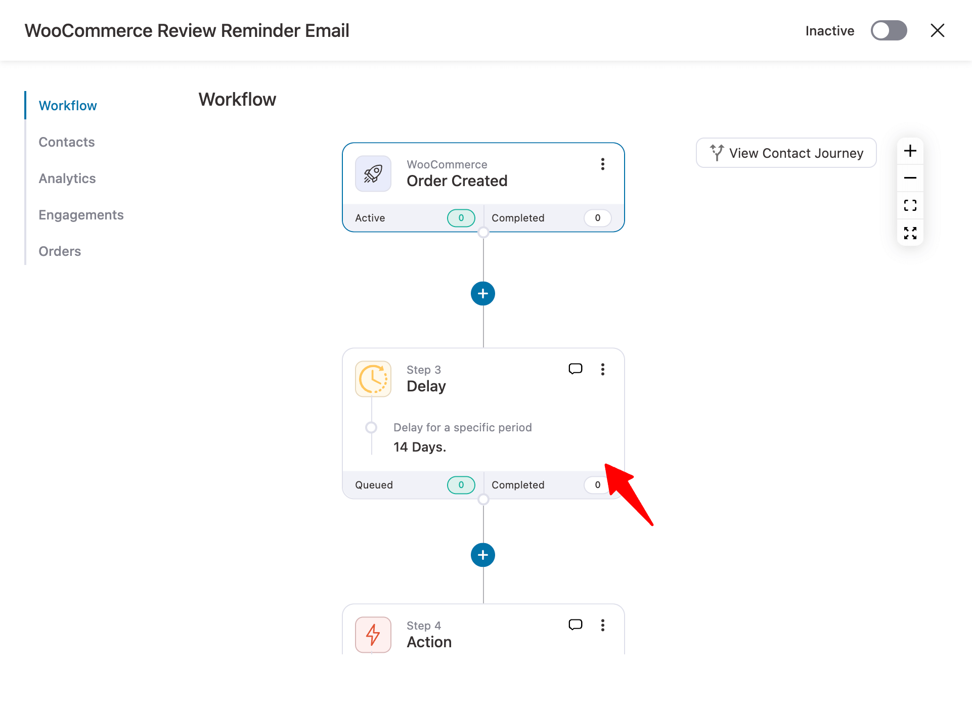 hit delay to set delay before sending reminder notification