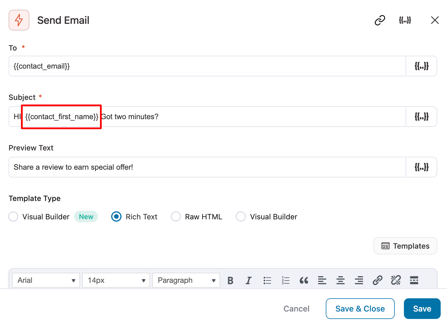 personalize subject email