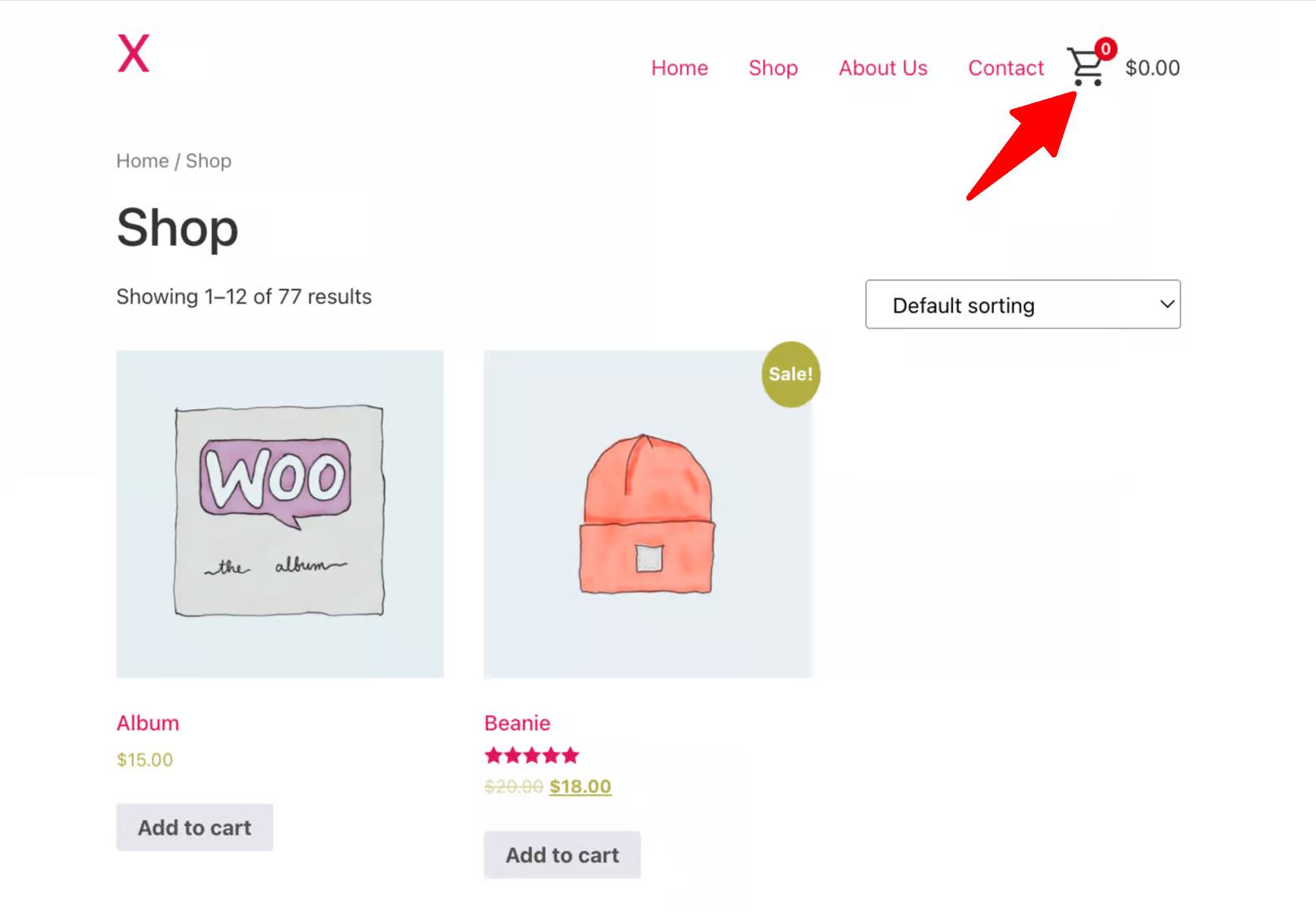 preview header cart WooCommerce add cart icon to menu