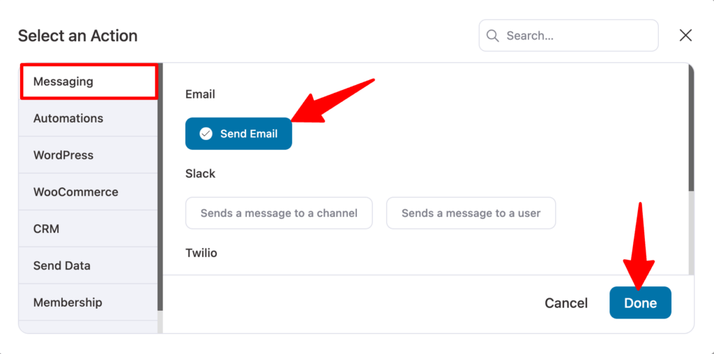 send email action