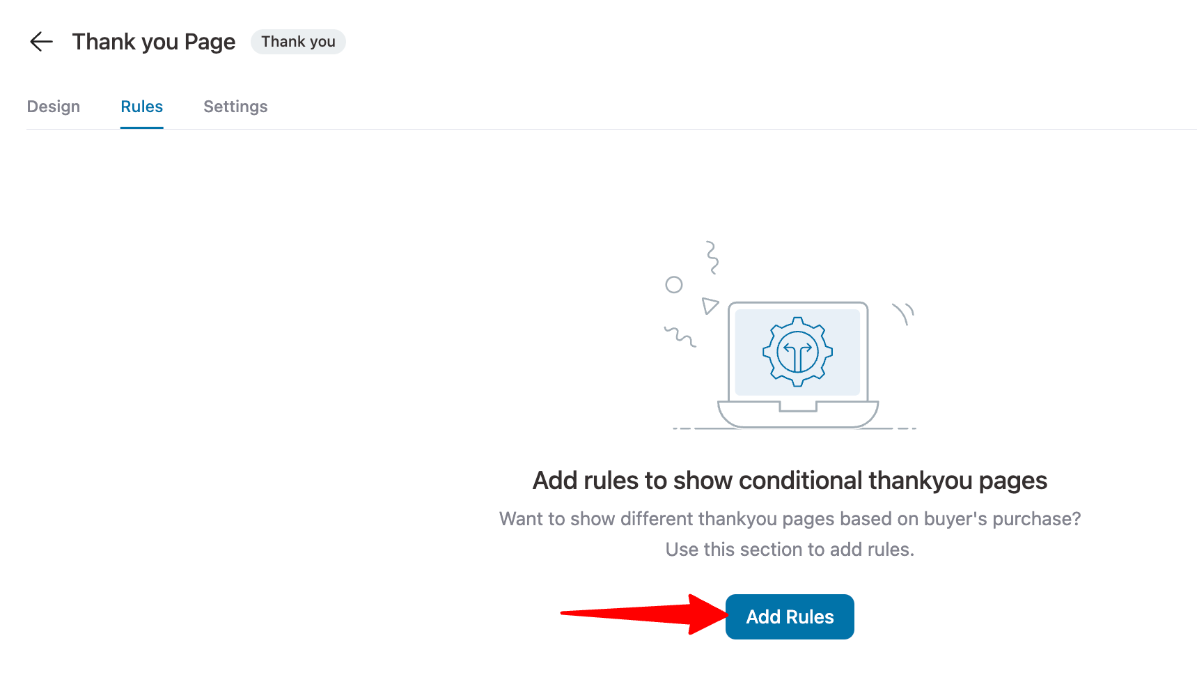 Add rules to thank you page