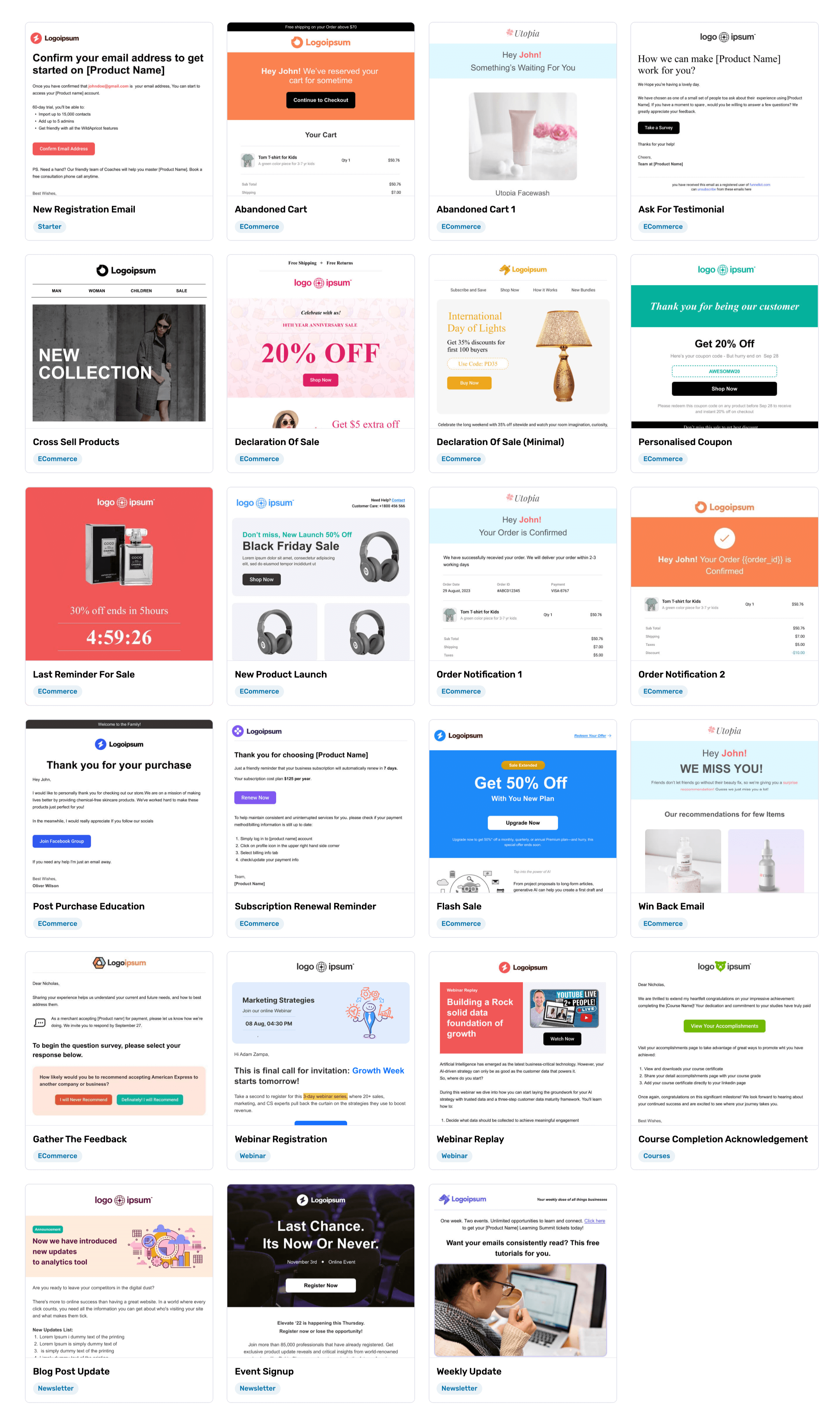 Prebuilt email templates by FunnelKit Automations