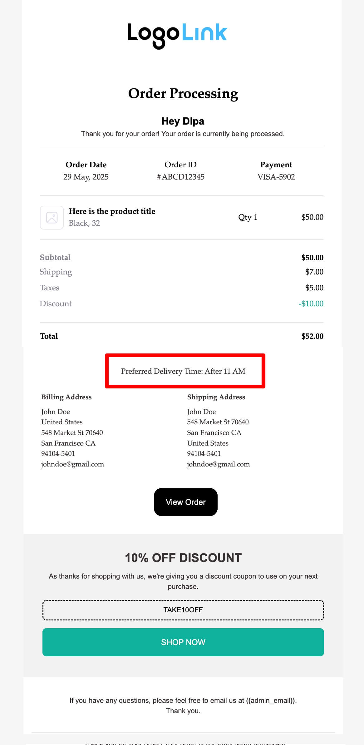 WooCommerce order email with custom fields