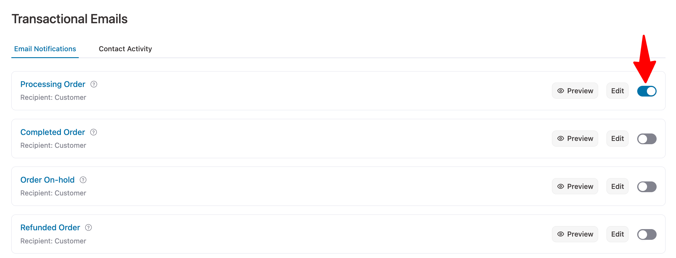 activate WooCommerce emails