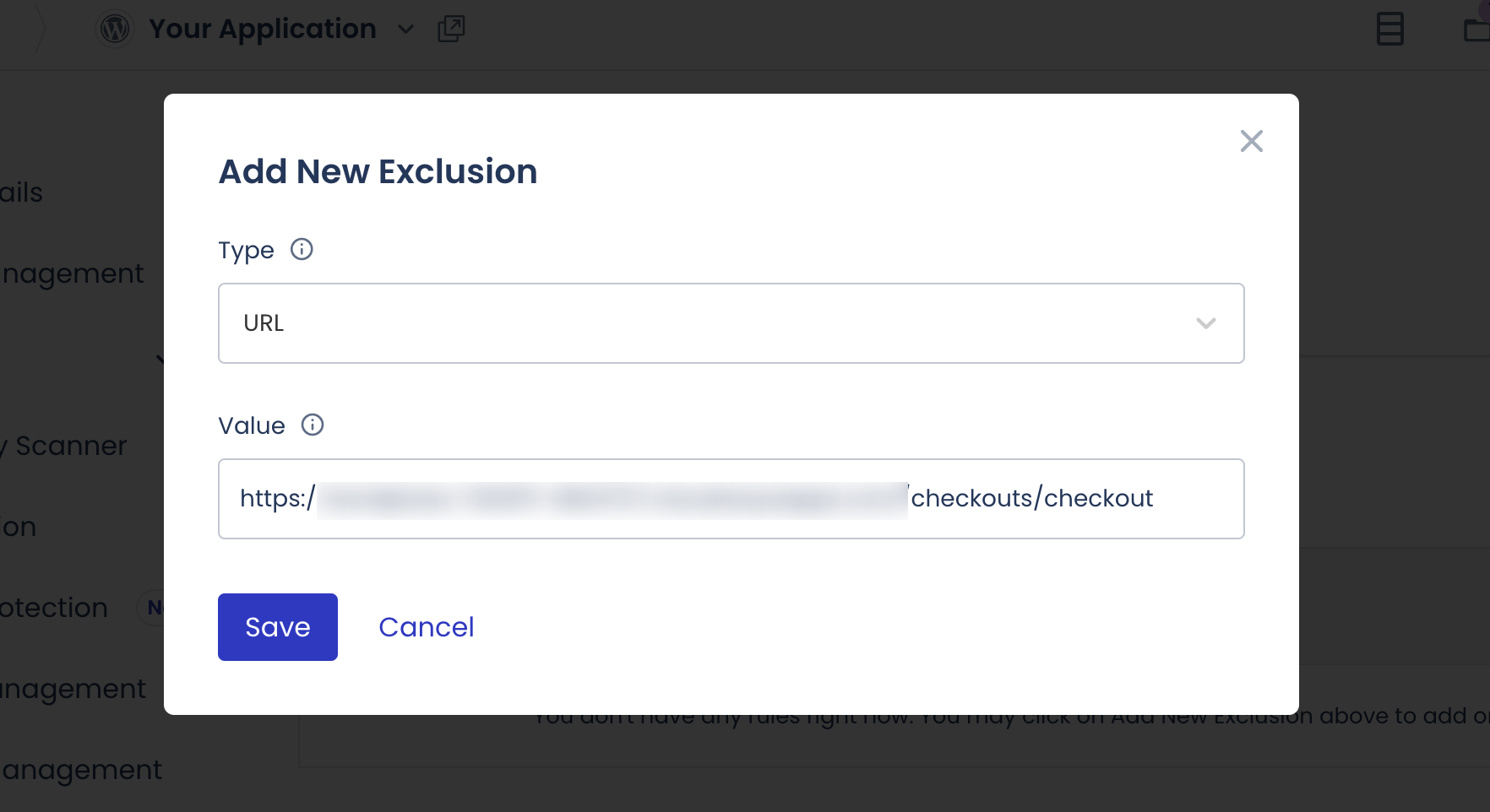 add new exclusion cloudway