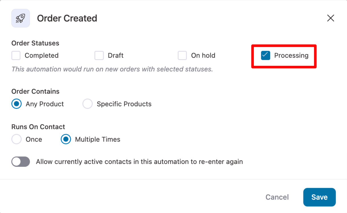 choose order processing