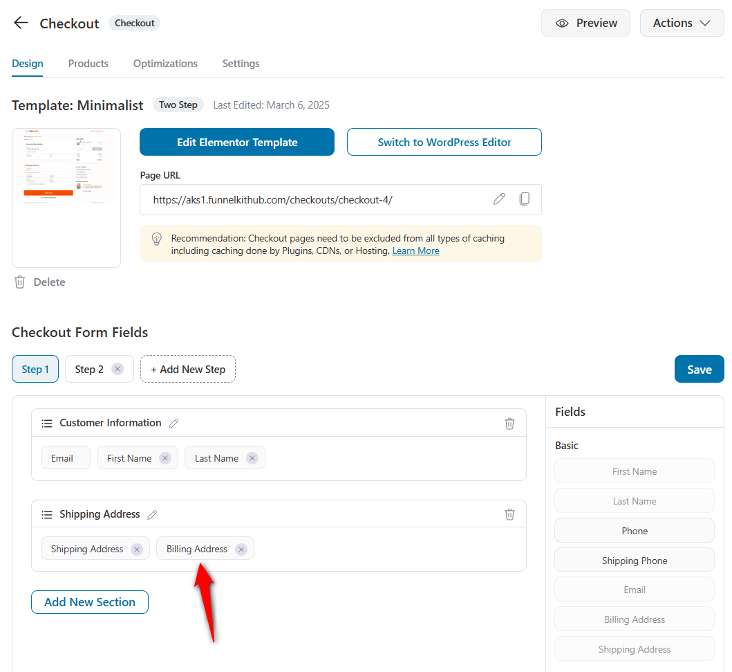 click on the billing address field on the checkout form