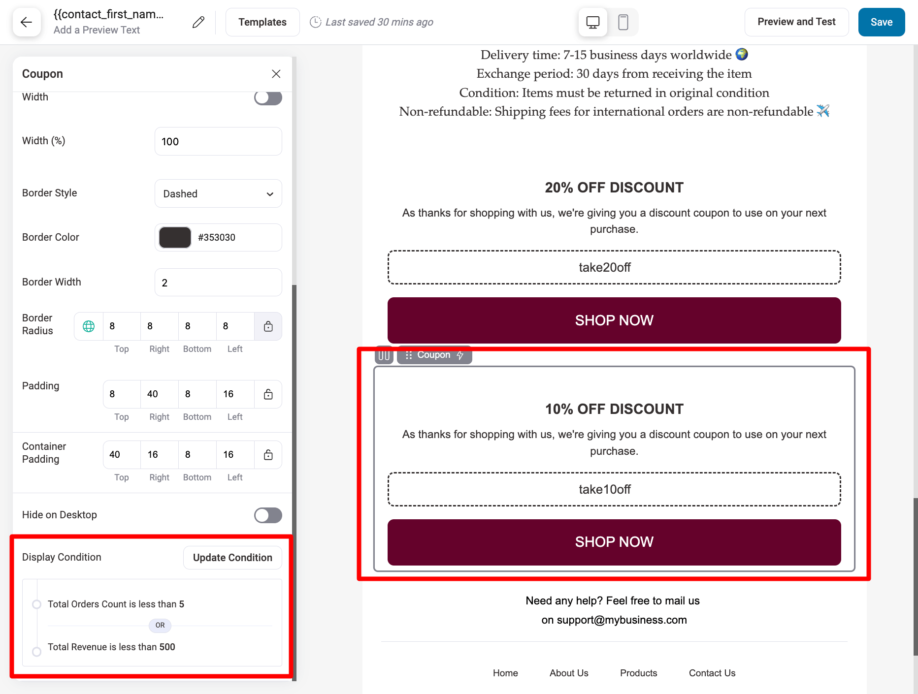 conditional discount for non VIP users