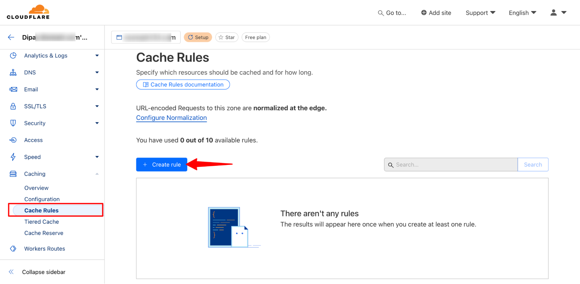 create rule to exclude pages from server cache