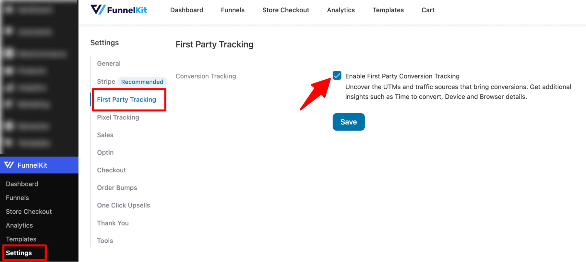 enable first party conversion tracking