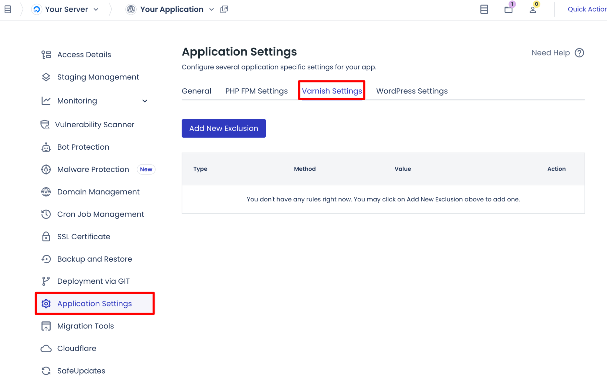 go to varnish settings cloudways